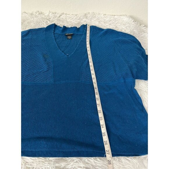 Lane Bryant  Sweater 26/28 Blue Deep V-Neck Wide sleeve knit - Picture 4 of 5